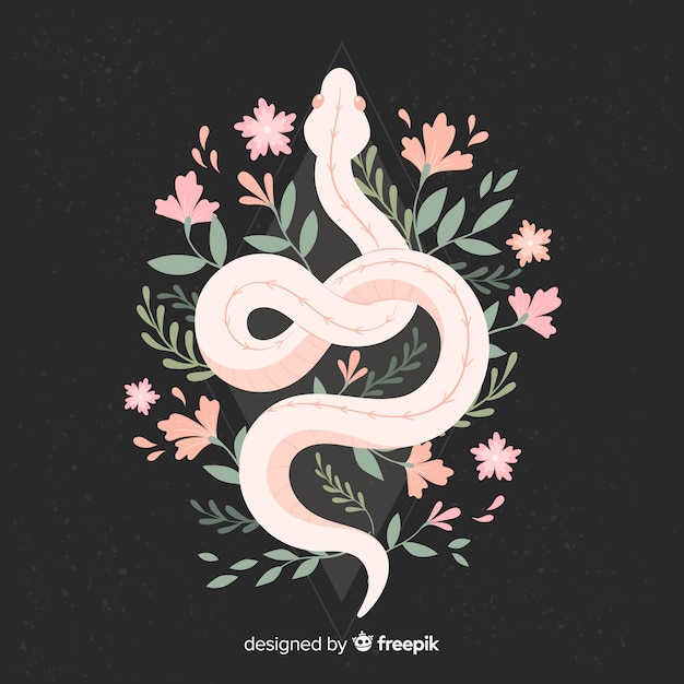 Snake with flowers background