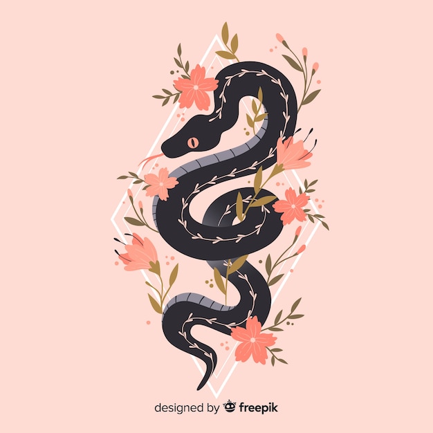 Snake with flowers background