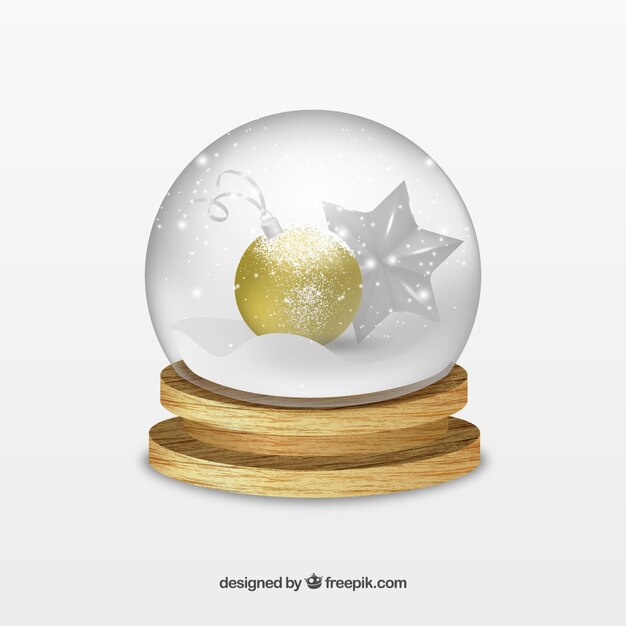 Snow crystal ball in realistic style