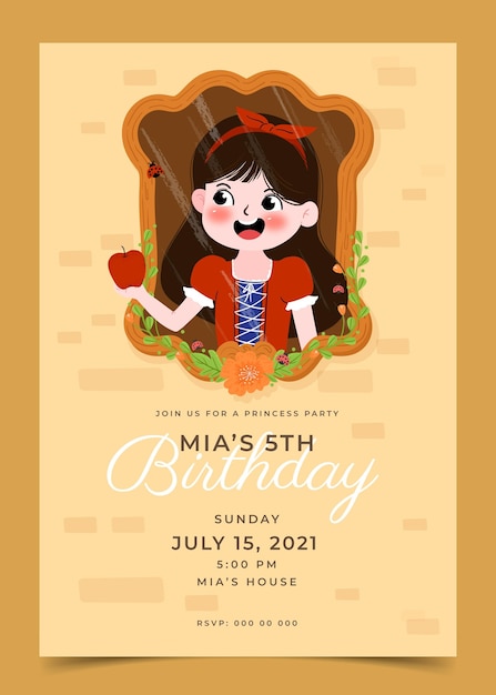 Snow white birthday invitation