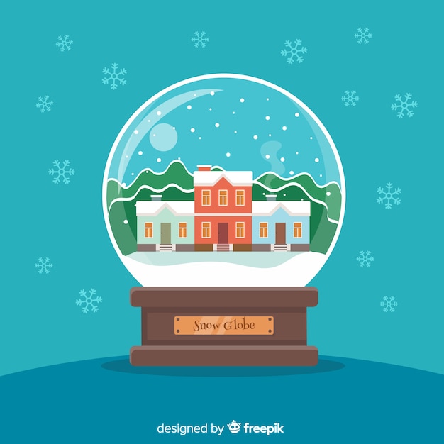 Snowball globe with christmas design in flat style