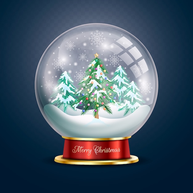 Free Vector snowball globe with christmas tree