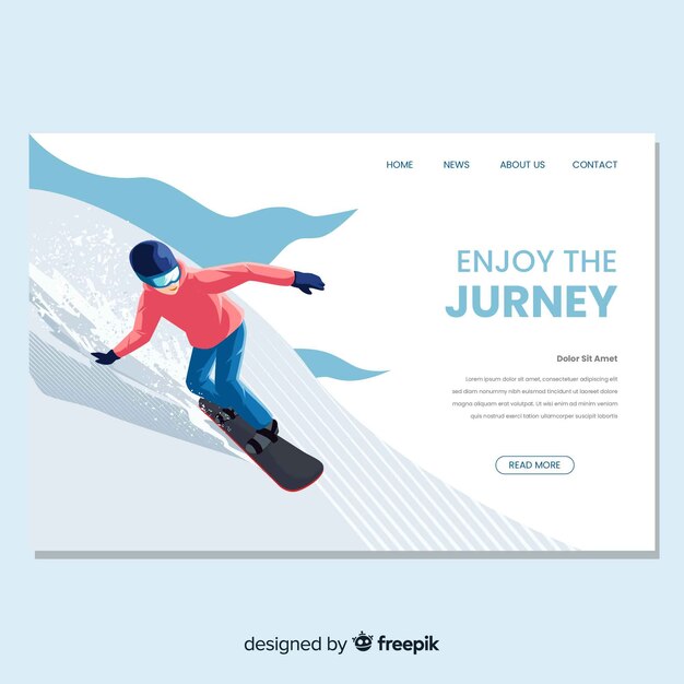 Snowboarding landing page in flat design