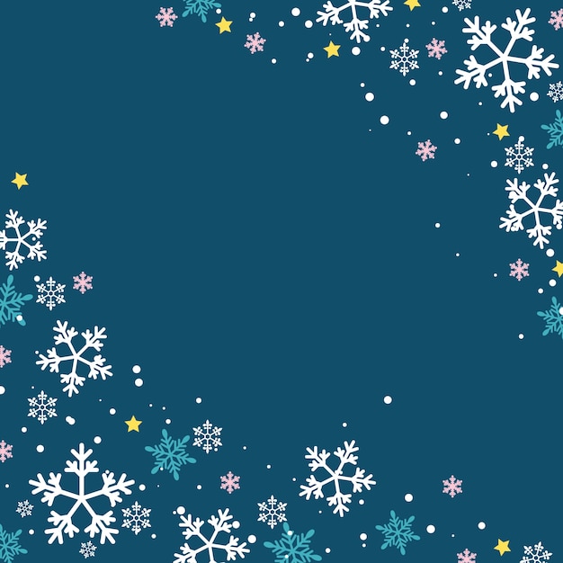 Snowflake frame blue background