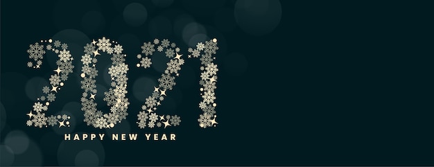 Free Vector snowflakes happy new year 2021 on blurred bokeh banner