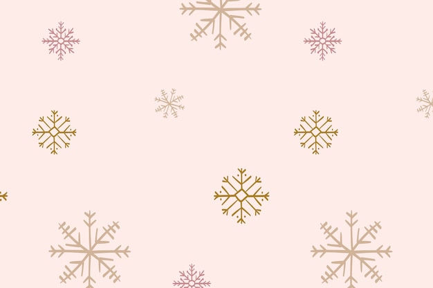 Snowflakes pattern background, Christmas doodle in pink vector