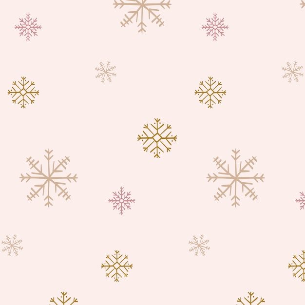 Snowflakes pattern background, Christmas doodle in pink vector