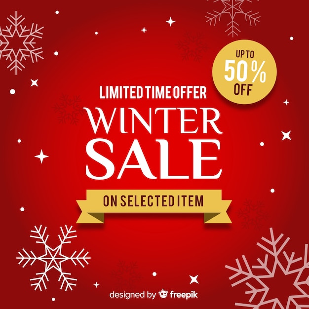 Snowflakes winter sale background