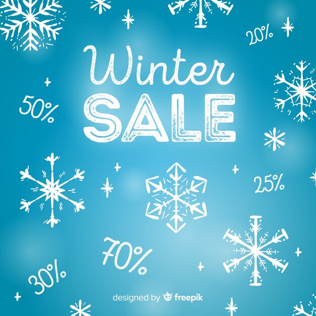 Snowflakes winter sale background