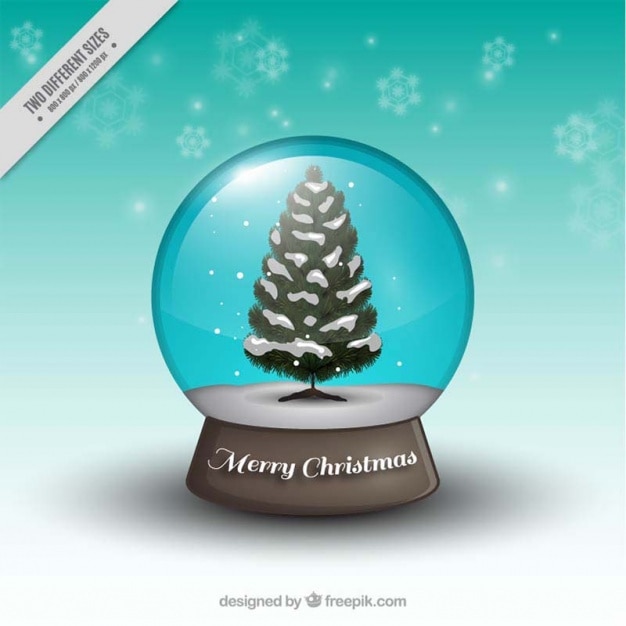 Free Vector snowglobe background with christmas tree