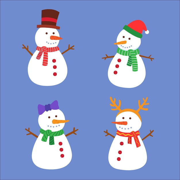 Snowman character collection in flat design