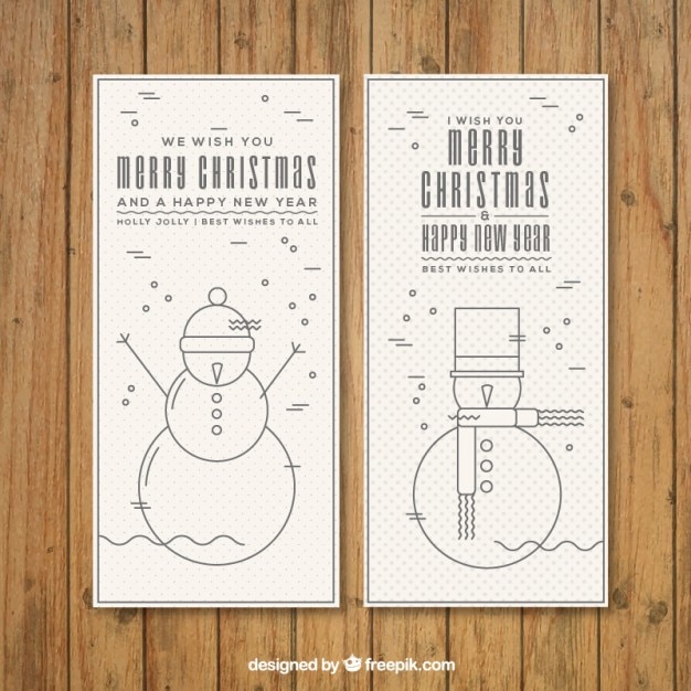 Free Vector snowman christmas banners set