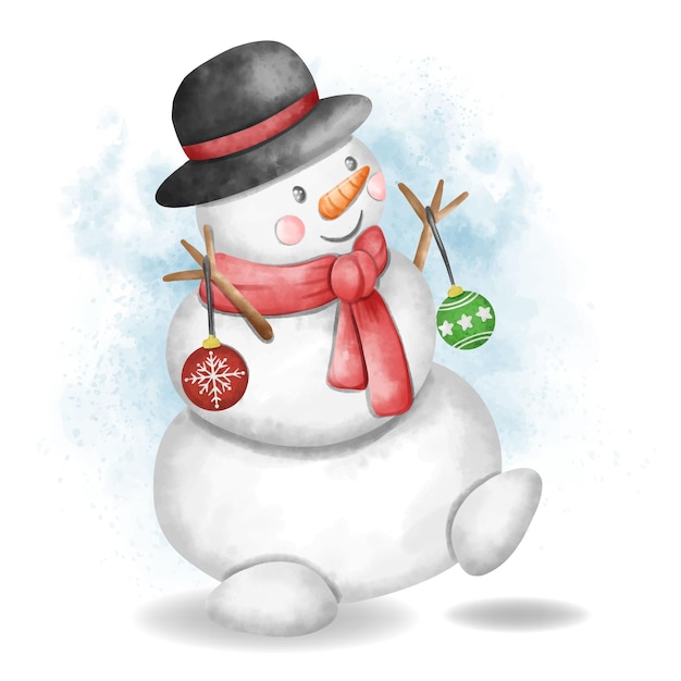 Free Vector snowman christmas character with baubles