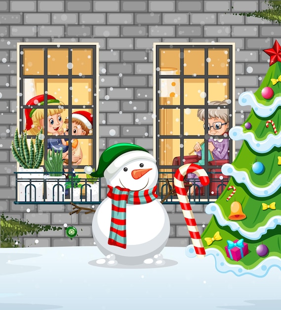 Free vector snowman in christmas theme