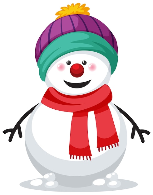 Snowman wearing scarf and hat