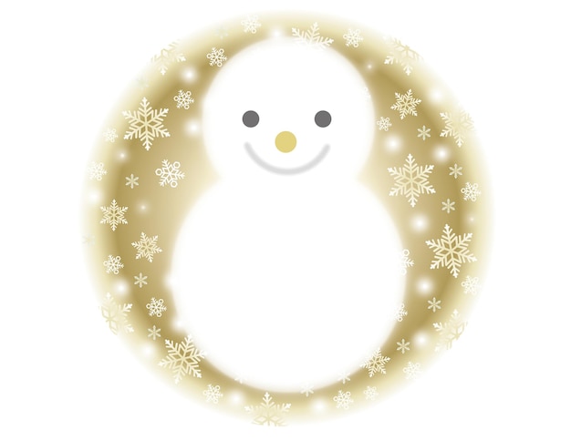 Snowman With A Gold Circle Background Vector Illustration Isolated On A White Background