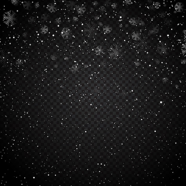 Free vector snowy background with falling snowflakes