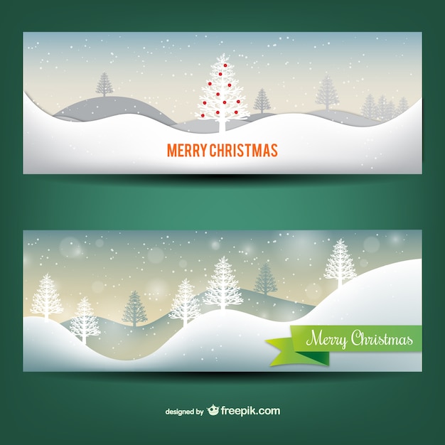 Free Vector snowy christmas banners