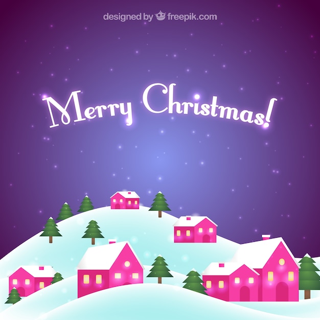 Snowy christmas houses landscape background