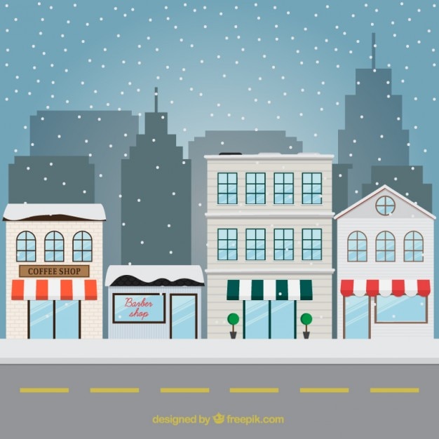 Free vector snowy city