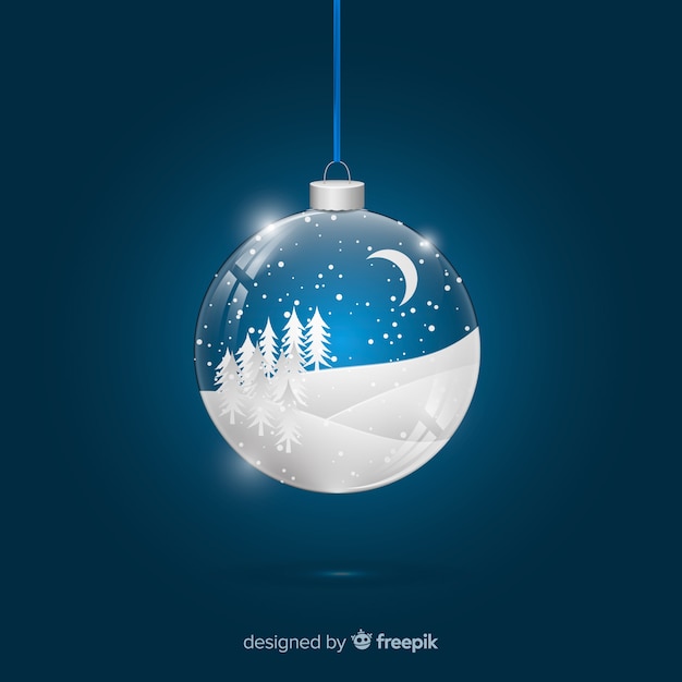 Free Vector snowy field realistic christmas ball