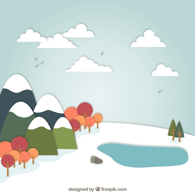 Snowy landscape in cartoon style