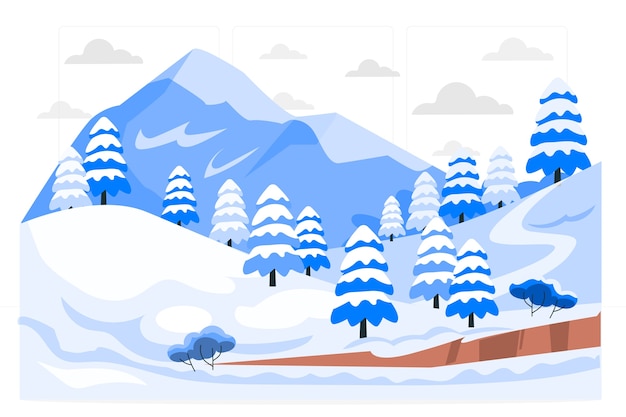 Free Vector snowy mountain concept illustration