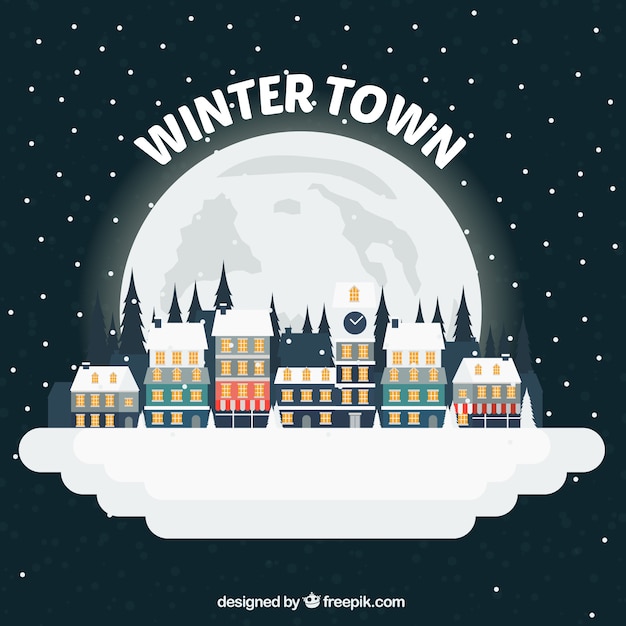 Free Vector snowy town illustration