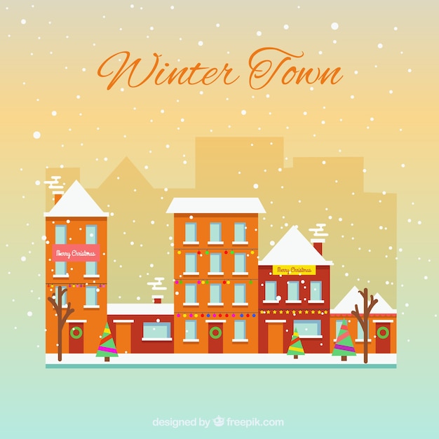 Free Vector snowy winter town