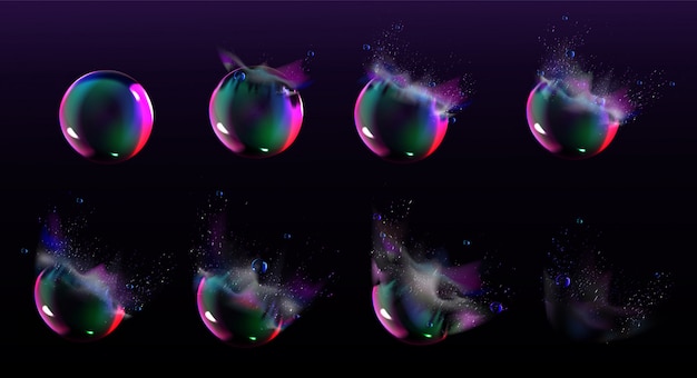 Soap bubble burst sprites for game or animation