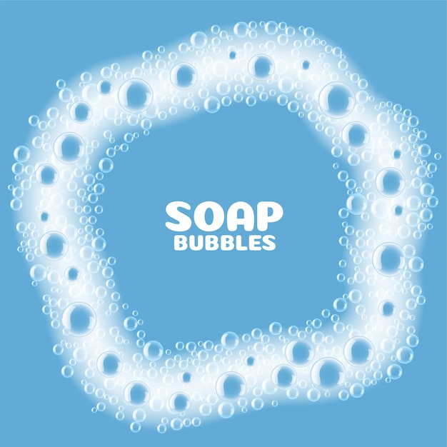 Free vector soap foam bubbles on blue background