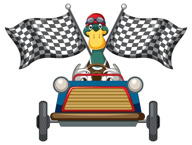 Free Vector soapbox derby with duck driving car