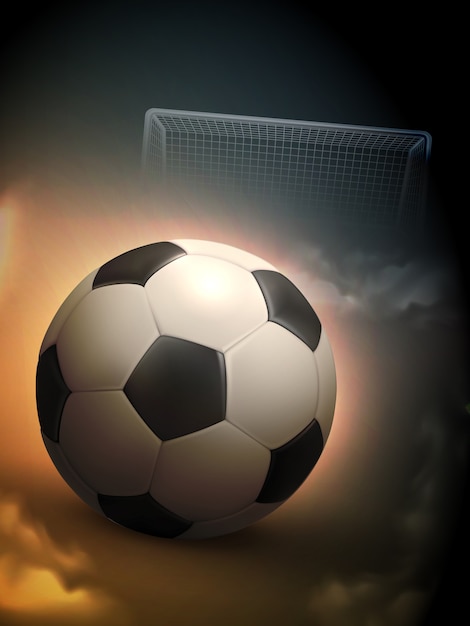 Free Vector soccer ball and steel goal background