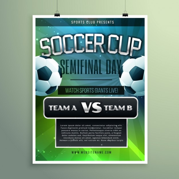 Free Vector soccer cup semifinal poster