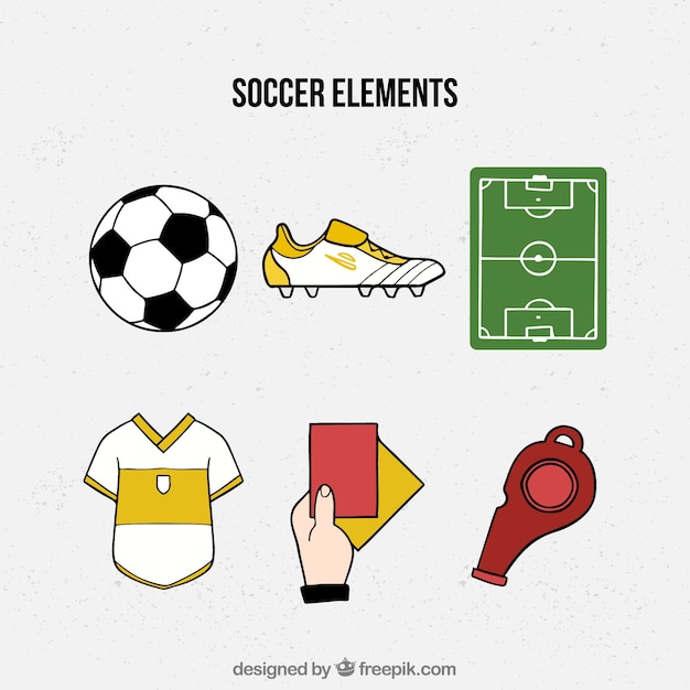 Free Vector soccer elements collection in hand drawn style