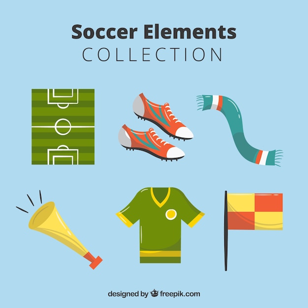 Free Vector soccer elements collection in hand drawn style