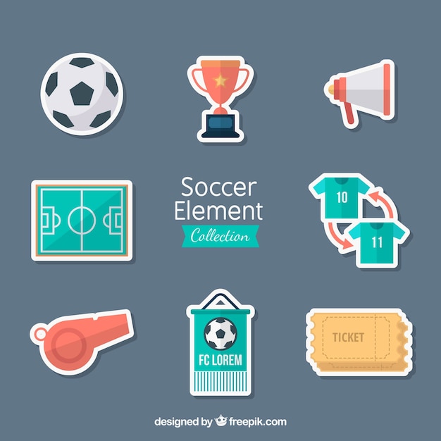 Free vector soccer elements collection with equipment