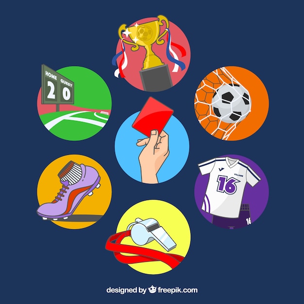 Free Vector soccer elements collection with equipment 