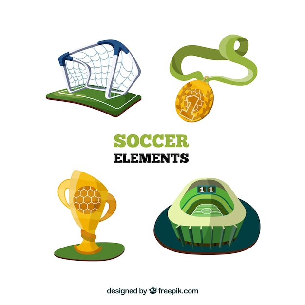 Free vector soccer elements collection with equipment