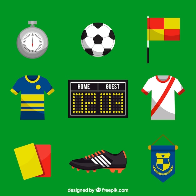 Free Vector soccer elements collection with equipment 