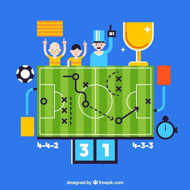 Free Vector soccer field background in flat style