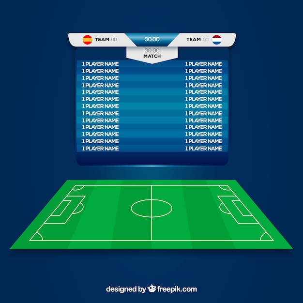 Soccer field background with scoreboard