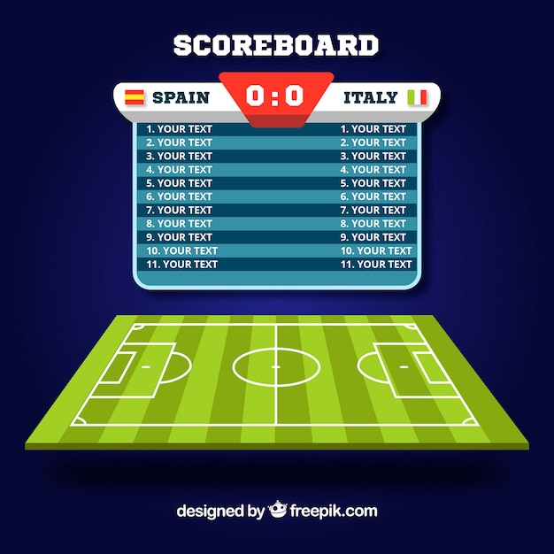 Soccer field background with scoreboard