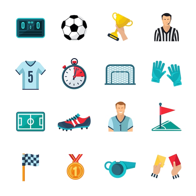 Soccer flat icons set 