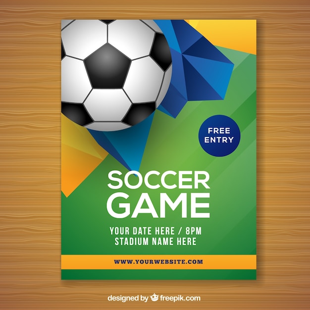 Soccer game flyer in realistic style