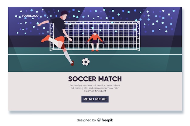 Free Vector soccer landing page flat design