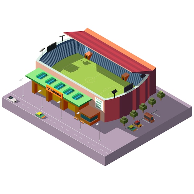 Soccer stadium isometric projection icon