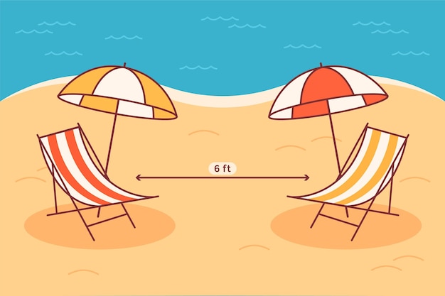 Free Vector social distancing on the beach