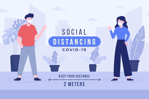 Free vector social distancing infographic