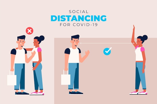 Free Vector social distancing infographic